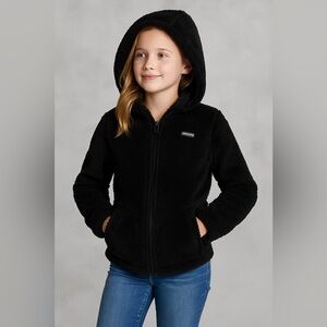 Eddie Bauer Kids Black Sherpa Fleece Hoodie Full Zip Jacket Size Medium